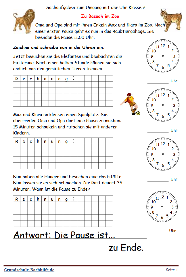 Grundschule-Nachhilfe.de | Arbeitsblatt Mathe Klasse 2 Sachaufgaben zum