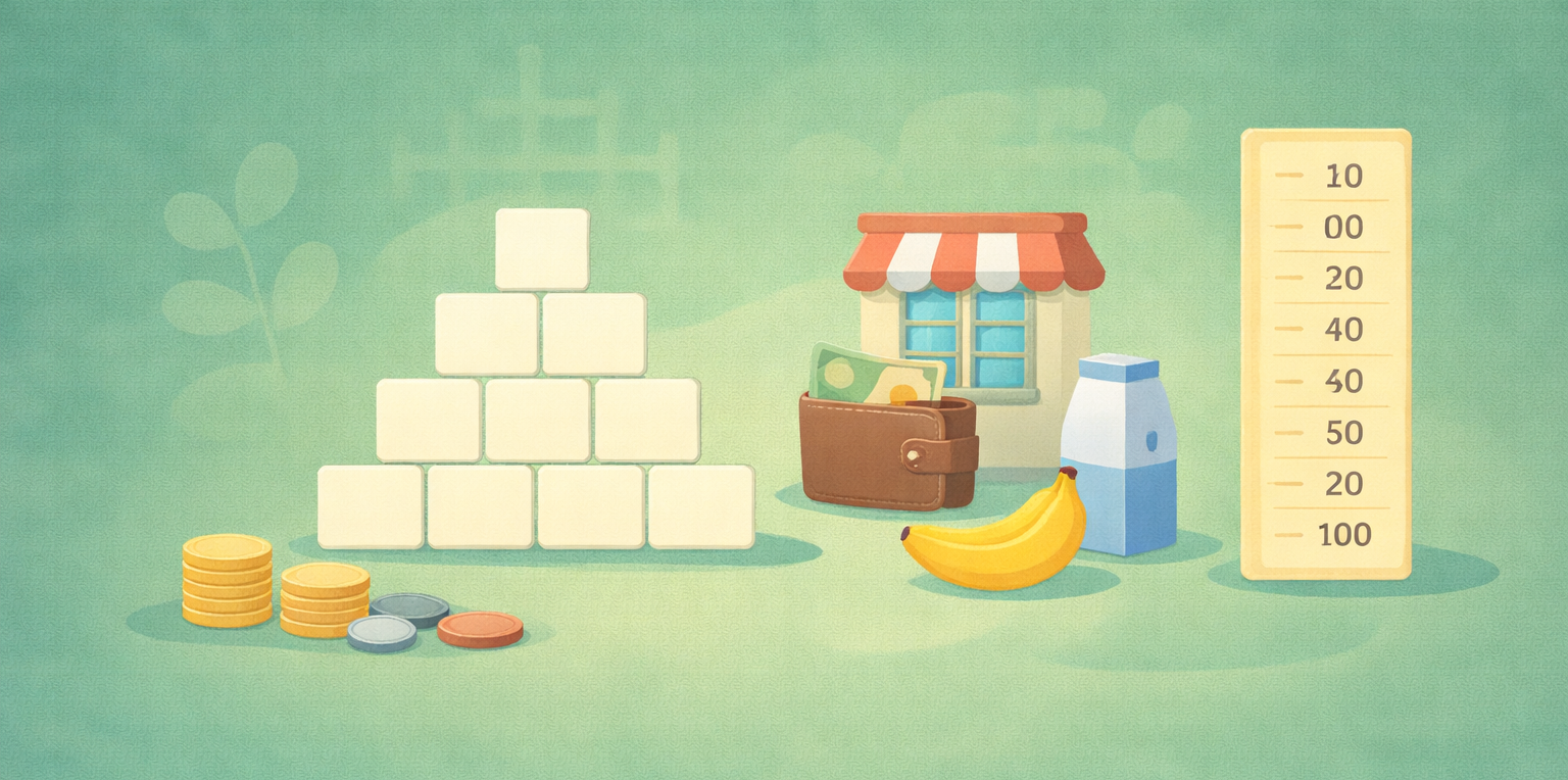 Mathe Klasse 2 - Zahlenraum 100, Geld, Zeit