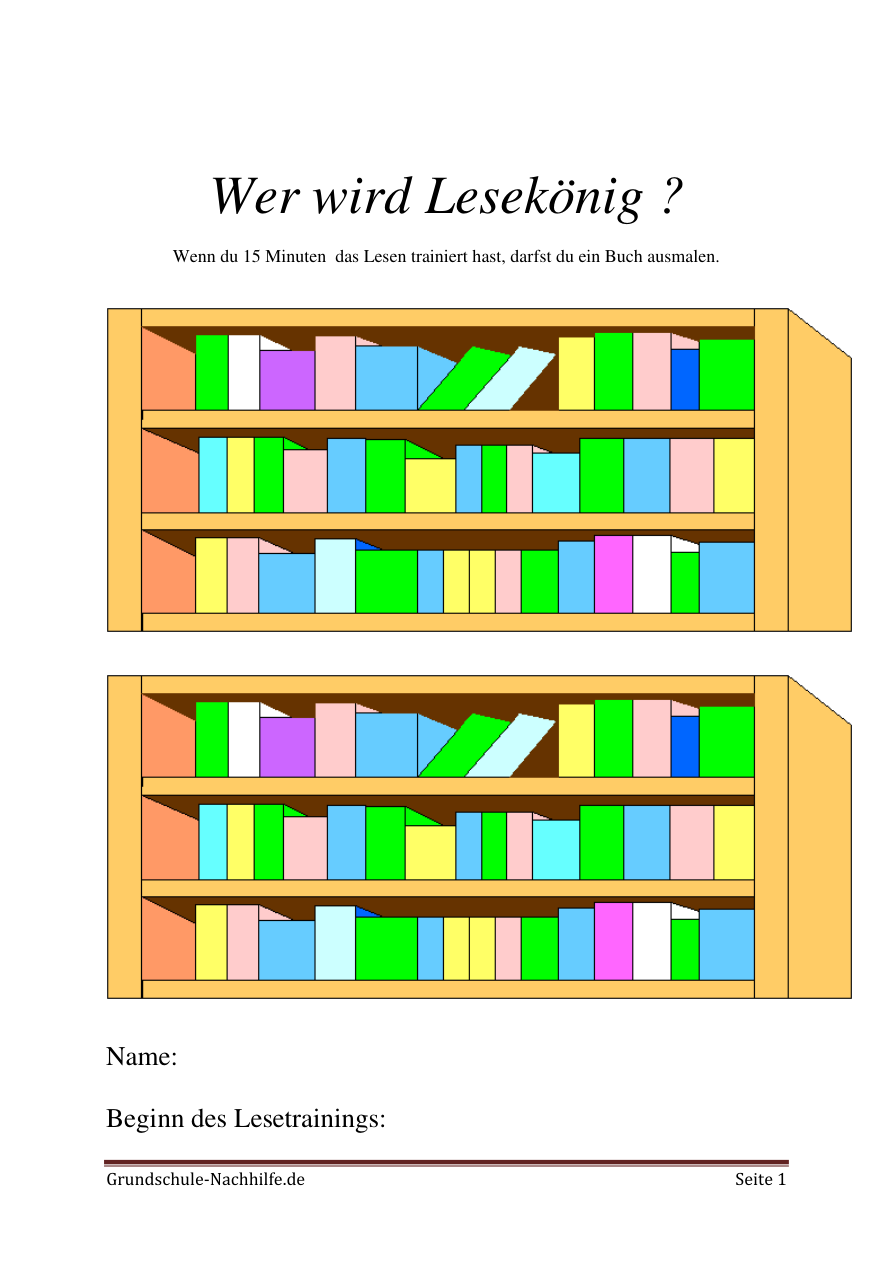 Arbeitsblatt Nachhilfe Deutsch/ Lesen Klasse 2,3 und 4