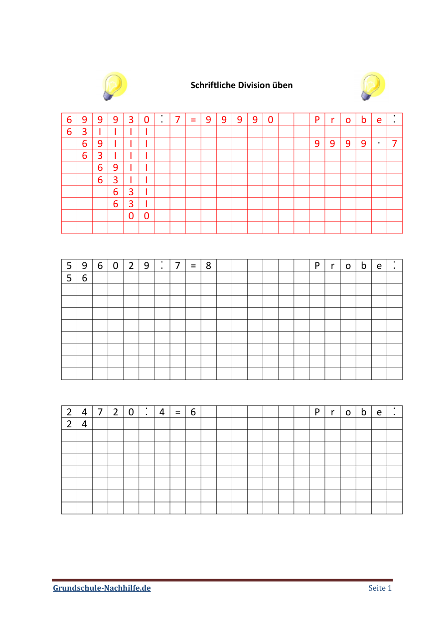 Arbeitsblatt Mathe Klasse 4 Schriftliche Division